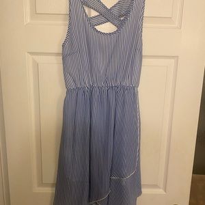 Boutique summer dress, blue and white pin strip